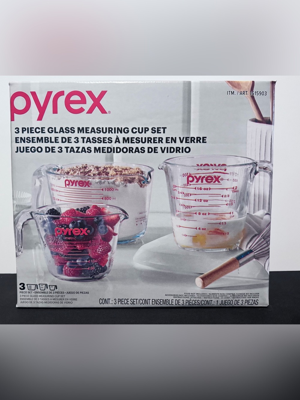 Pyrex Clear Glass Measuring Cup Set - 3 Piece - Clear